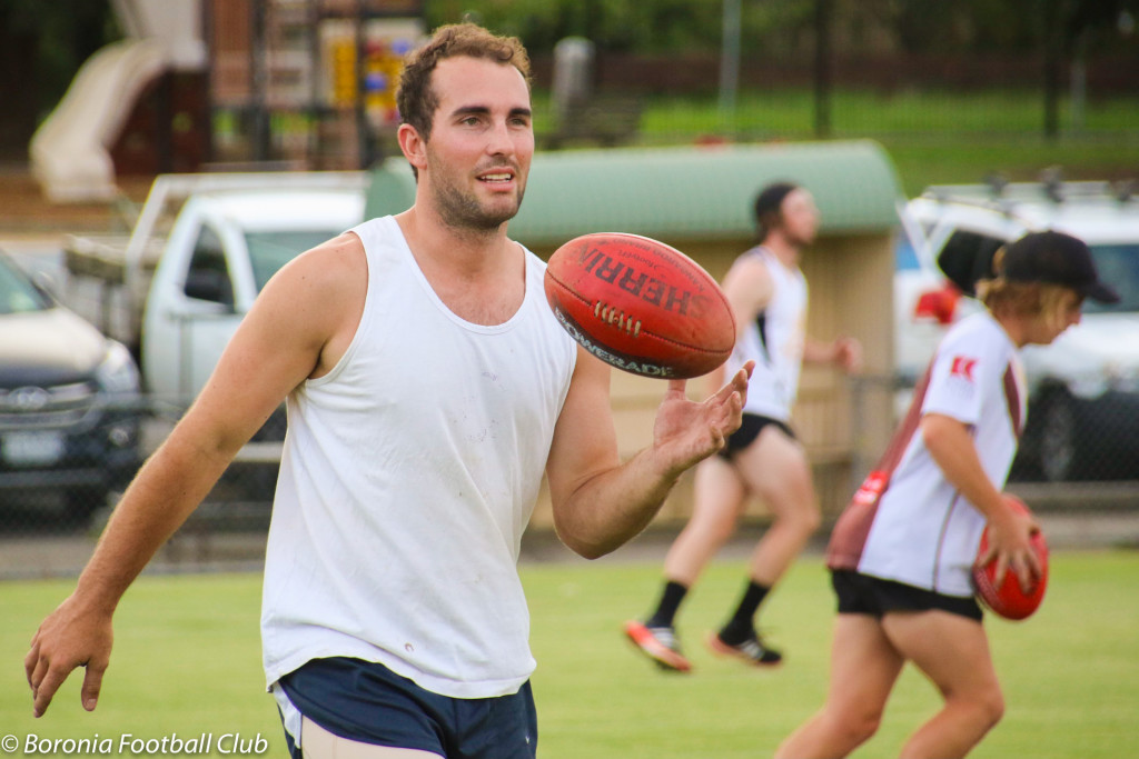 Matt Geraghty at preseason training with Boronia Football Club in February 2016.